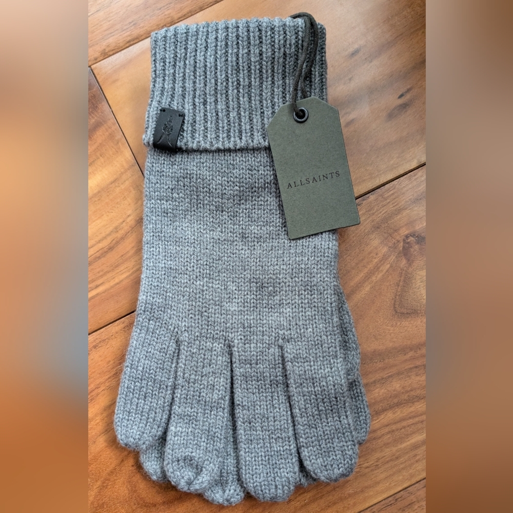All Saints Rib Gloves Wool Blend Grey Marl Gloves New With Tags ❤️